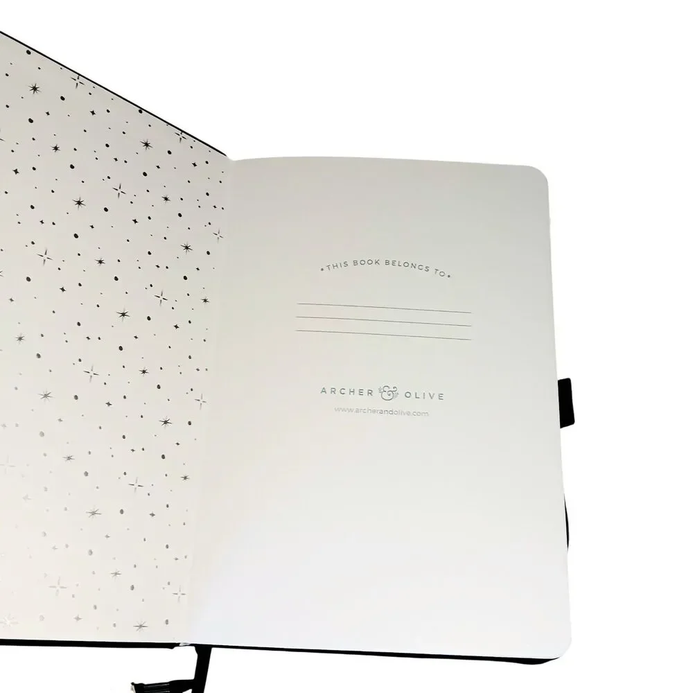 Archer & Olive Haunted Hollow Journal Black W/ Silver Moon & Stars Dot Grid New